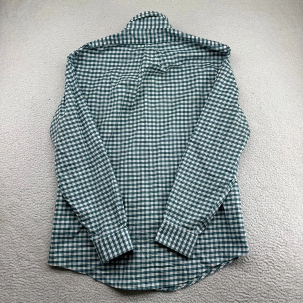 Brooks Brothers Regent Shirt Mens Large Teal White Plaid Long Sleeve Button Down